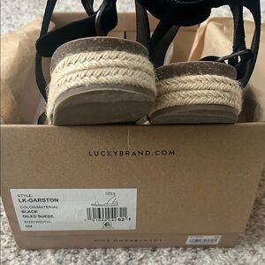 Lucky Brand Kids Black Oiled Suede Sandals
